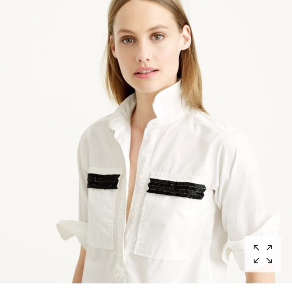 J. Crew Tops - J.CrewBeaded chevron popover Shirt in white Sz 2